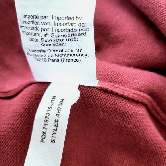NWT LACOSTE Burgundy Bordeaux Crew Neck Cotton Sweater Elegant Iconic Style NEW - Picture 7 of 8